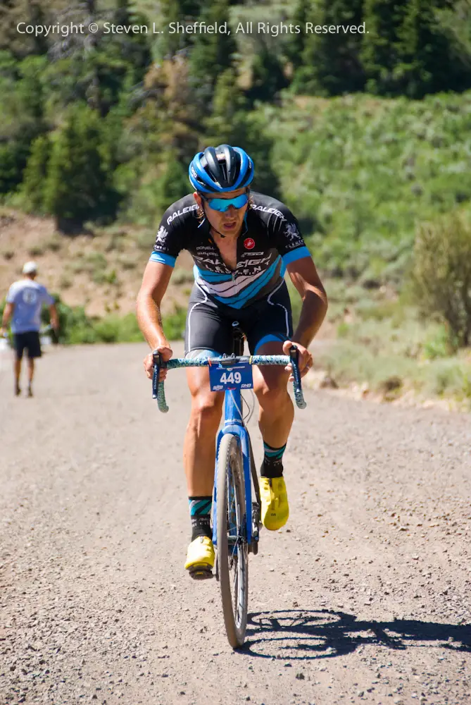 Jamey Driscoll about halfway up the Col d’Crush. 2016 Tushar Crusher. Photo courtesy Steven L. Sheffield