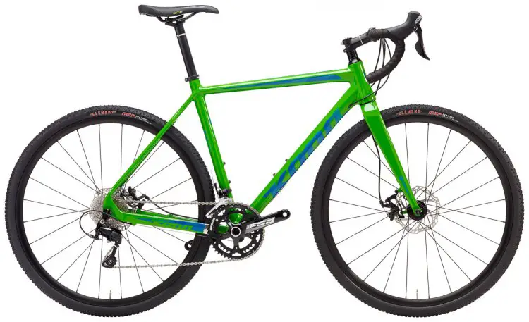 The $2399 Jake the Snake CR, with Shimano 105 components, is Kona's only carbon cx model, but features a higher-and-shorter rear geo than the alloy models.