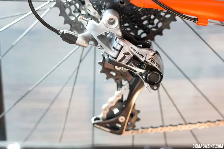 The steel 2017 Kona Sutra LTD climbs mountains with a Rival 1 drivetrain and 10x42 cassette. © Cyclocross Magazine