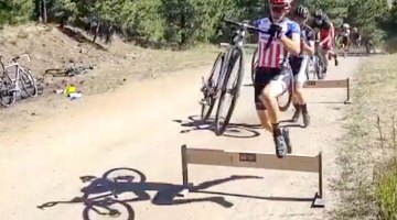 Ben Gomez Villafane and other Juniors line up for barrier drills at the Cross Camp in Montana.