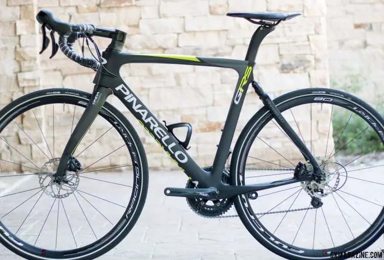 The $5250 Pinarello GAN GRS Disk suspended gravel bike. Press Camp 2016. © Cyclocross Magazine