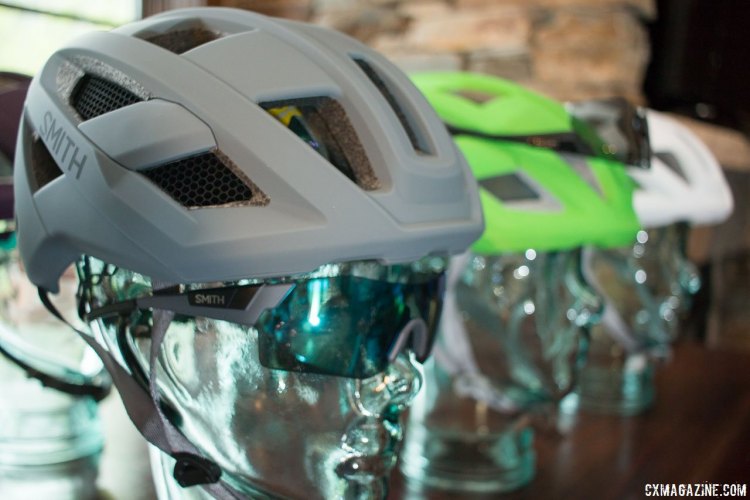 Green not your color? The Koryd in the gray version also matches the outer shell. Smith's new Route (road) and Rover (mtb) helmets with MIPS and Koryd. Press Camp 2016. © Cyclocross Magazine