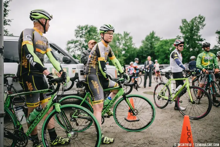 Mike and Cathy Rowell of Bikeway Source on their new Cannondales at the start. © Chris McIntosh / Cyclocross Magazine