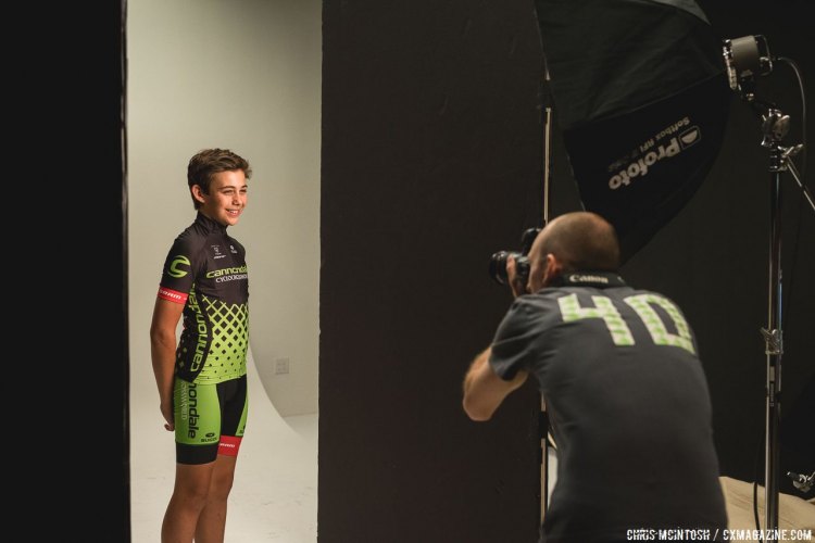 Harrison White gets his headshot taken by staff photographer Jake Hamm © Chris McIntosh / Cyclocross Magazine