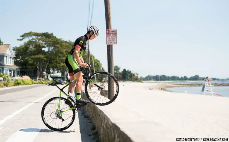 As usual, Harrison White practicing trials stuff wherever possible. © Chris McIntosh / Cyclocross Magazine