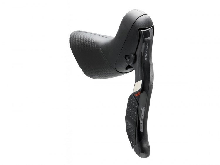 The coin battery-operated Full Speed Ahead (FSA) K-Force WE electronic wireless shifters use a rocker switch for the shifting, operation can be customized using a mobile app, and come in two different lengths.