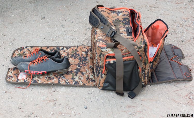 GYST Changing/Transition DB1-15 Duffel Bag features changing mats to keep the dirt, mud and snow away from your feet. There are actually two mats, and they can be used to create a double-layer waterproof floor. © Cyclocross Magazine