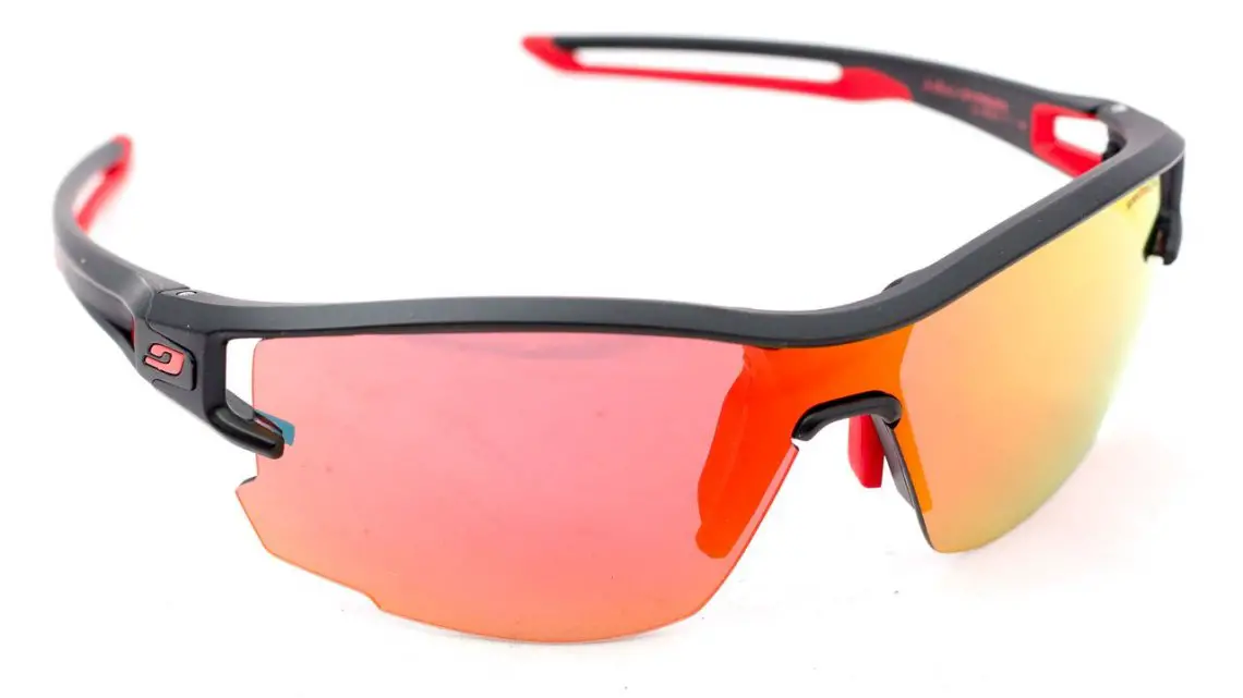 Julbo Aero vented sunglasses with the Spectron red mirrored lens. © Cyclocross Magazine