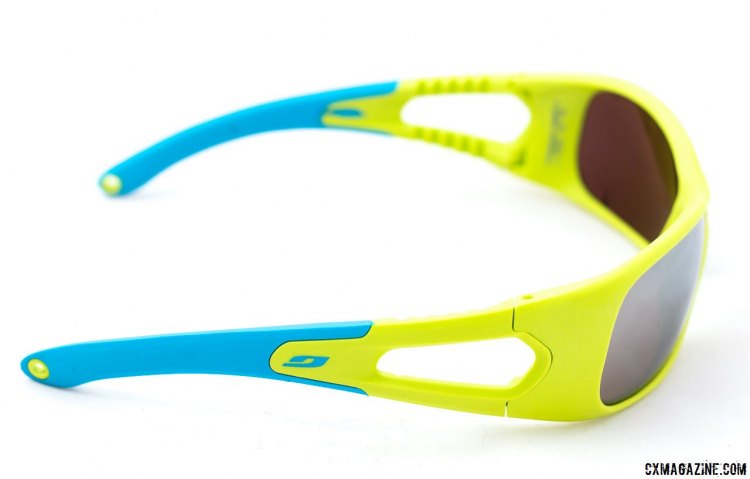 The $24 Julbo Trainer sunglasses are aimed at riders ages 3-6, and feature a mirrored Spectron lens and holes for an eyeglass strap. © Cyclocross Magazine