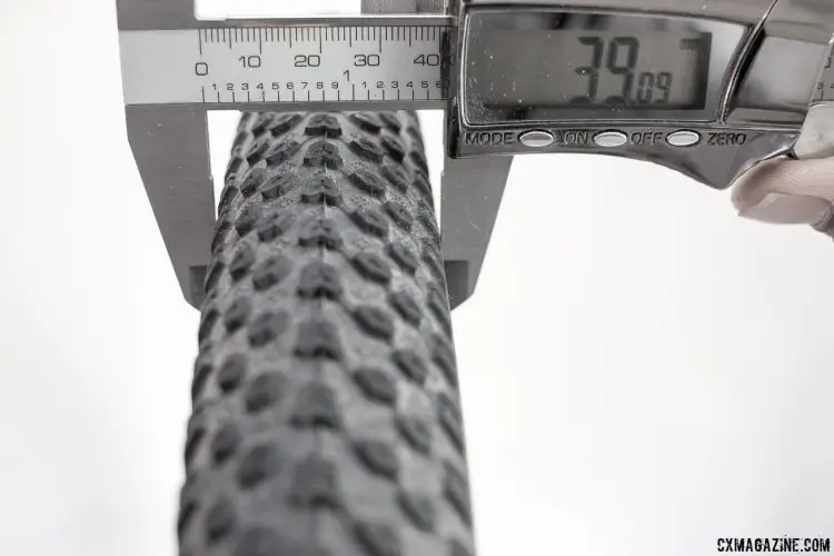 39mm - not another undersized tire. Panaracer Comet HardPack 700x38c gravel / cyclocross tires. © Cyclocross Magazine