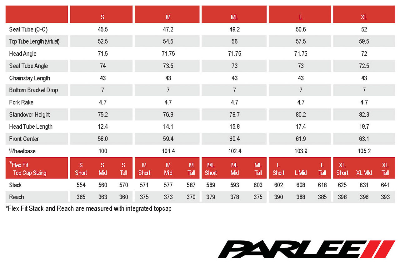 Cyclocross Frame Size Chart