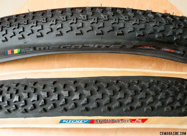 Take an old Ritchey Mount Cross 38c tire, add a tubeless casing and black sidewall, and you've got the new Ritchey Megabite 38c Cross Tire. © Cyclocross Magazine