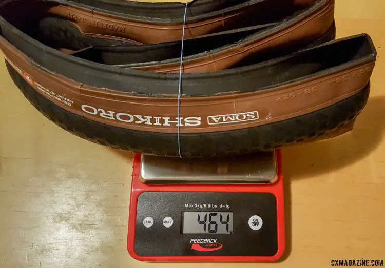 Soma Fabrication's Shikoro 38c tire weighs 464g, a bit more than the list weight of 430g. © Cyclocross Magazine