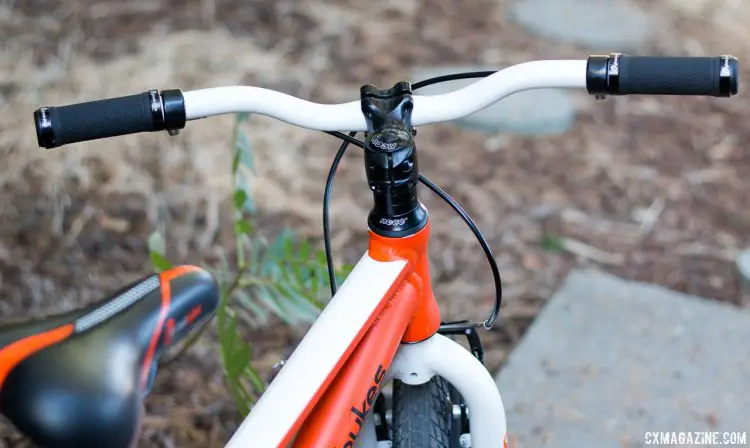 Riser bars! Wide! Stampede Bikes (TykesBykes) Sprinter 16 in review is more mountain bike-like than models from Cleary or Islabikes we've seen, except for the smooth tires. © Cyclocross Magazine