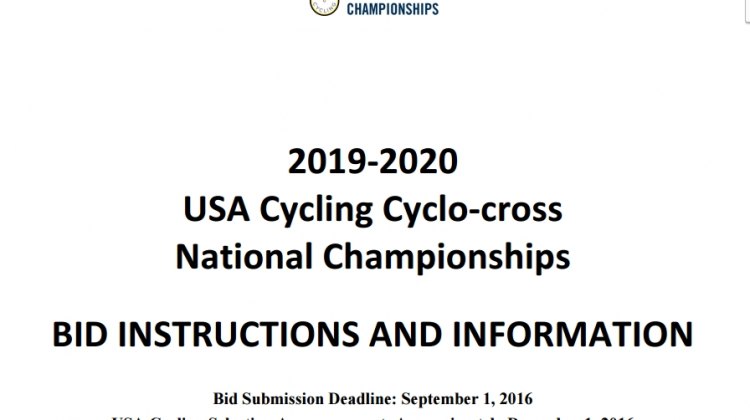 Bid instructions for 2019-2020 USA Cycling Cyclocross National Championships