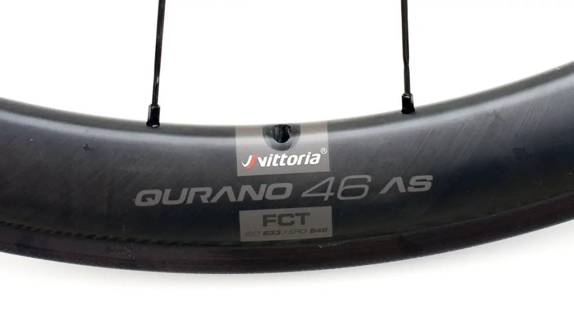 Vittoria Qurano 46 Graphene Carbon Tubular Wheelset weighs 1340g and has a suggested retail of $2250. © C. Lee / Cyclocross Magazine
