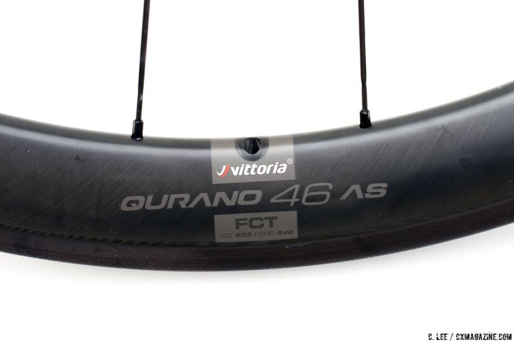 Vittoria Qurano 46 Graphene Carbon Tubular Wheelset weighs 1340g and has a suggested retail of $2250. © C. Lee / Cyclocross Magazine