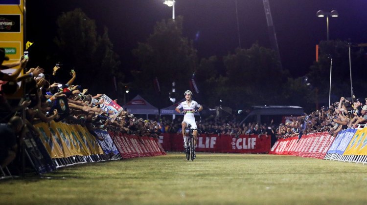 Wout van Aert came back from a crash to win the 2016 CrossVegas World Cup. © Catherine Fegan-Kim / Cyclocross Magazine