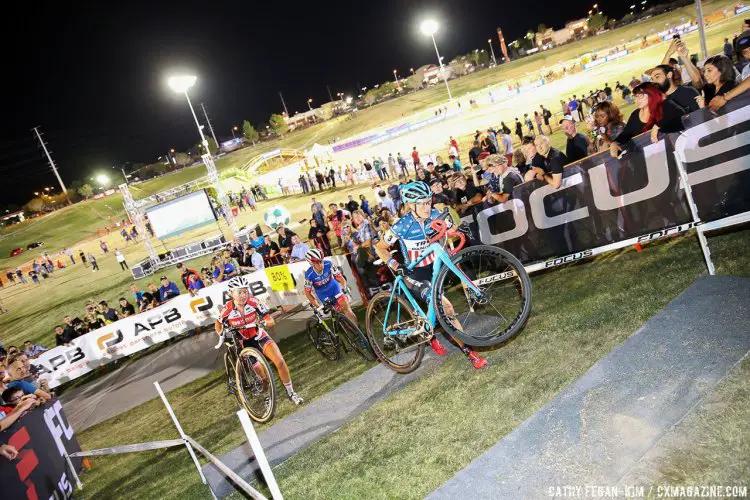 The final three - Compton leads de Boer and Nash. Cross Vegas 2016. © Cathy Fegan-Kim / Cyclocross Magazine