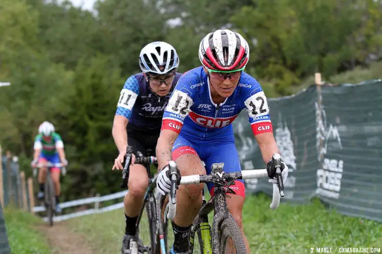 Nash and Noble dropped Lechner with three to go. 2016 Jingle Cross Day 3 UCI C1, Elite Women. © D. Mable / Cyclocross Magazine