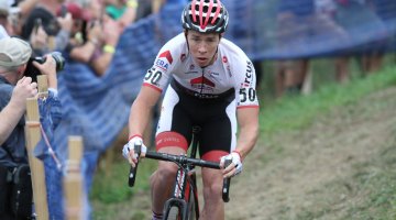 Laurens Sweeck, third place in the World Cups, played support to his brother Dieter today. 2016 Jingle Cross UCI C1, Day 3, Elite Men. © D. Mable / Cyclocross Magazine