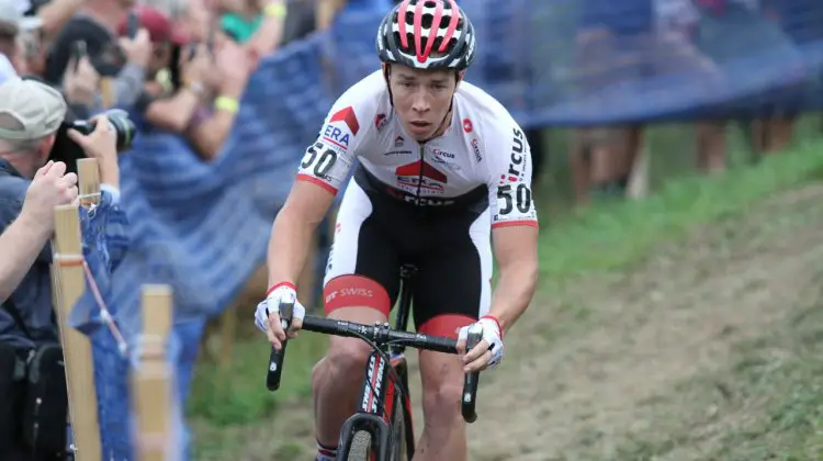 Laurens Sweeck, third place in the World Cups, played support to his brother Dieter today. 2016 Jingle Cross UCI C1, Day 3, Elite Men. © D. Mable / Cyclocross Magazine