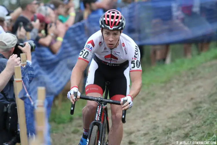 Laurens Sweeck, third place in the World Cups, played support to his brother Dieter today. 2016 Jingle Cross UCI C1, Day 3, Elite Men. © D. Mable / Cyclocross Magazine