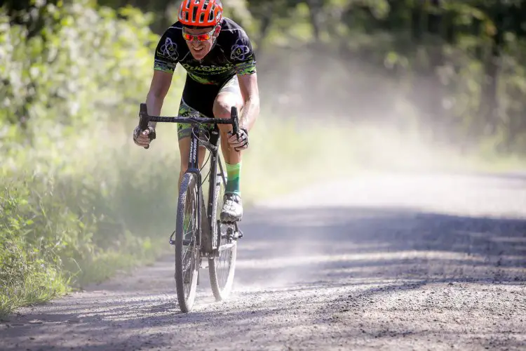 Jay Owen, who took multiple podiums, out on the course spraying watts. Photo: Bruce Buckley.