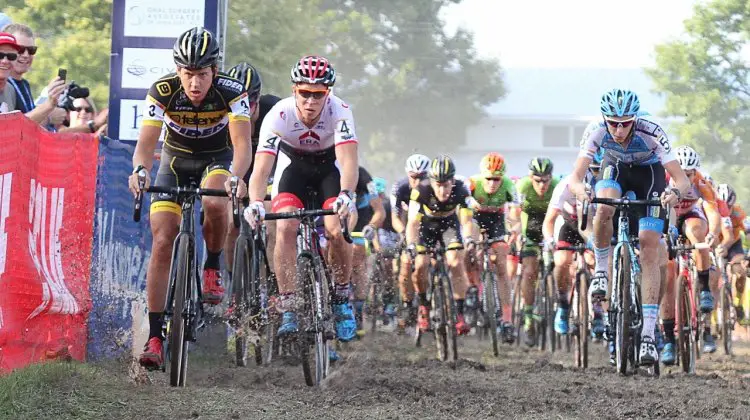 Meeusen leads the men to the mud. 2016 Jingle Cross World Cup, Elite Men. © D. Mable / Cyclocross Magazine