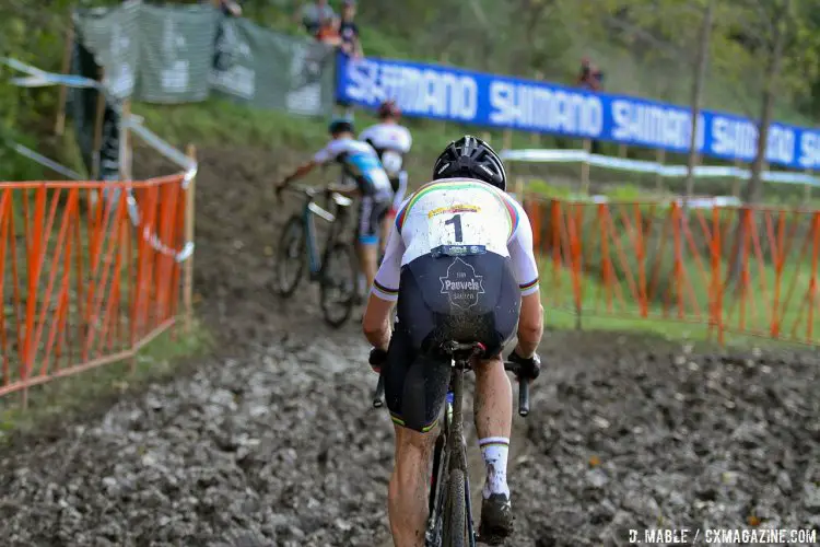 Wout van Aert with the lead in his sights. 2016 Jingle Cross World Cup, Elite Men. © D. Mable / Cyclocross Magazine