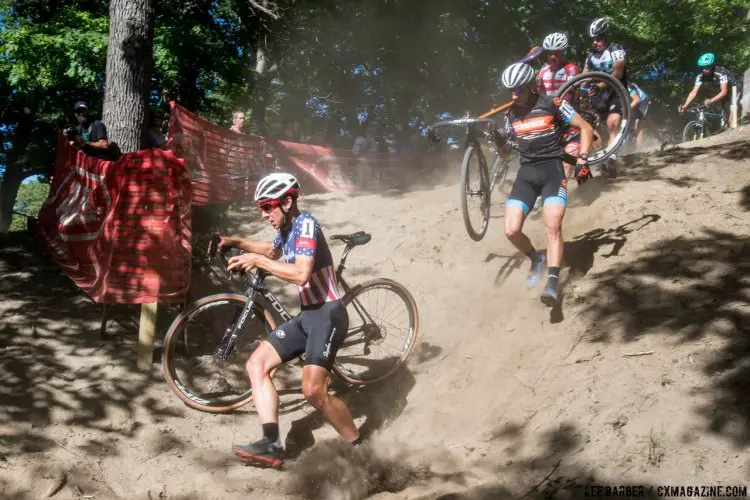 It was a dry, dusty course for the second day in a row. We can't help but wonder how it'd be with some rain. Rochester Cyclocross 2016, Day 2, Elite Men. © Lee Barber