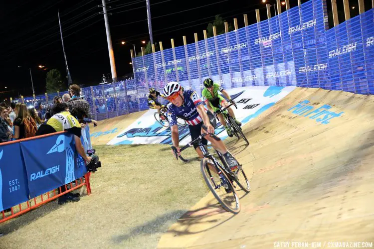 Powers eventually caught and passed Hyde to finish top American. Cross Vegas 2016 World Cup. © Cathy Fegan-Kim / Cyclocross Magazine