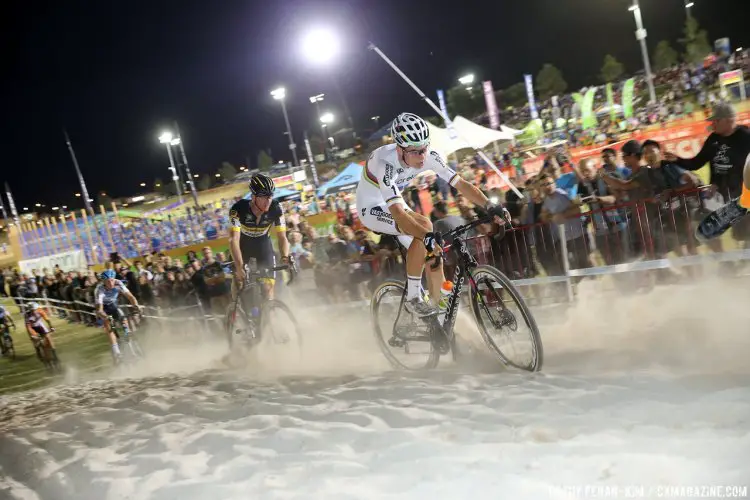 van Aert led home a Belgian sweep of the top seven spots. Cross Vegas 2016 World Cup. © Cathy Fegan-Kim / Cyclocross Magazine