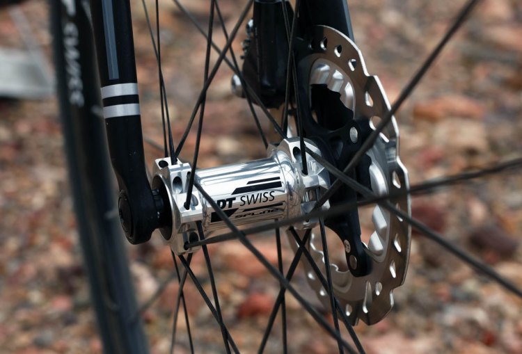 The bike spins on DT Swiss R23 Spline thru-axle hubs. © Cyclocross Magazine