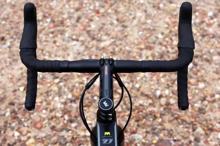 The cockpit features Deda Zero1 components. The Merckx branded top cap is a nice touch. © Cyclocross Magazine