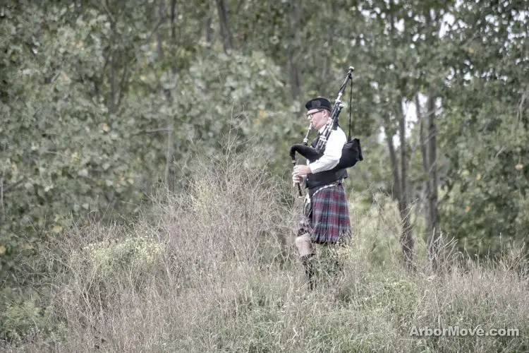 Alma, Michigan is “Scotland, USA” and we’re home of the Alma College “Scots.” As such, we’ve always had a bagpiper from the college play a few bars for racers. Here, Luke Ashton, a senior, plays in his final Alma Grand Prix of Cyclocross. photo: Middy Matthews