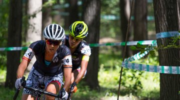 Alvarado hugged Kachorek's wheel within inches for most of the race. Qiansen Trophy Race #1, China. © R. Riott / Cyclocross Magazine