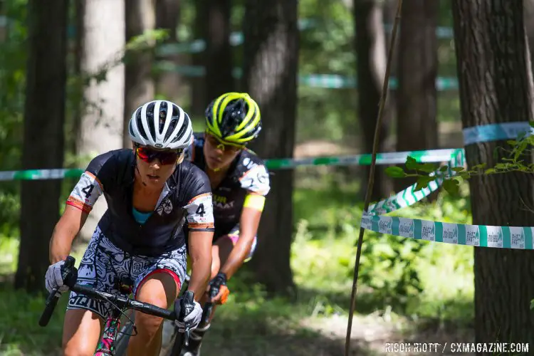 Alvarado hugged Kachorek's wheel within inches for most of the race. Qiansen Trophy Race #1, China. © R. Riott / Cyclocross Magazine