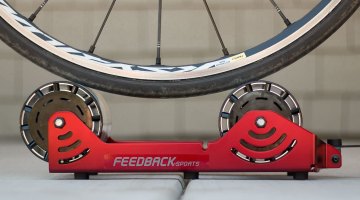 Two rollers with internal resistance help you sweat but keep it relatively quiet. Feedback Sports' Omnium Trainer review. © Cyclocross Magazine