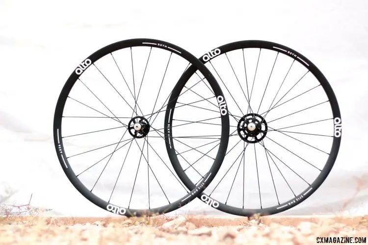 Alto Cycling wheels' AX26 alloy wheel is the company's tubeless clincher offering, using their own hubs paired with a custom version of the Velocity Aileron rim. Interbike 2016 © Cyclocross Magazine