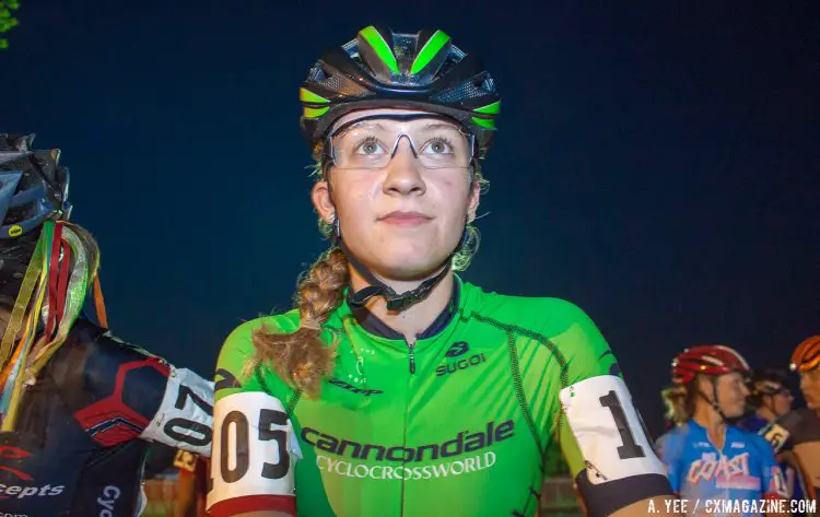 Emma White focused on attaining a UCI C2 podium. 2016 Jingle Cross Day 1 Night Race - Elite Women. © A. Yee / Cyclocross Magazine