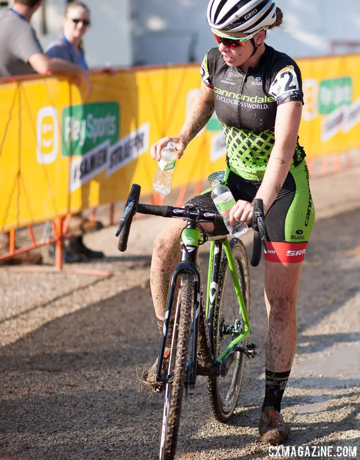 Ruby West may be only 17, but she's wise beyond her years to grab two botles after the 2016 Jingle Cross World Cup. © A. Yee / Cyclocross Magazine
