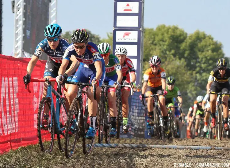 Compton following Cant on lap one. 2016 Jingle Cross World Cup, Elite Women. © D. Mable / Cyclocross Magazine