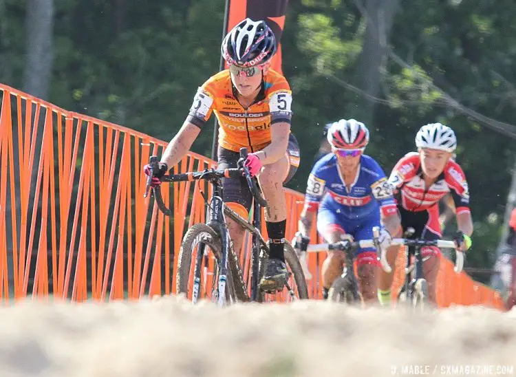 Amanda Miller leads the 2016 Jingle Cross World Cup, Elite Women. © D. Mable / Cyclocross Magazine