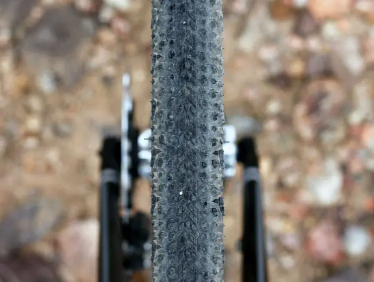 The bike is spec'd with the new tubeless compatible 700x36c Clement X'Plor tires. © Cyclocross Magazine