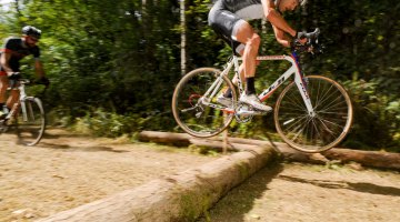 Some racers chose flight over dismounting at the 2016 MFG Cyclocross Race #1 - Lake Sammamish © Geoffrey Crofoot