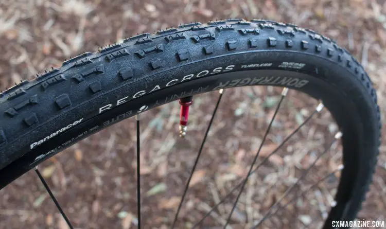 Panaracer Regacross 35c tubeless cyclocross tire mounted up easily with a charging pump, soapy water and sealant. © Cyclocross Magazine
