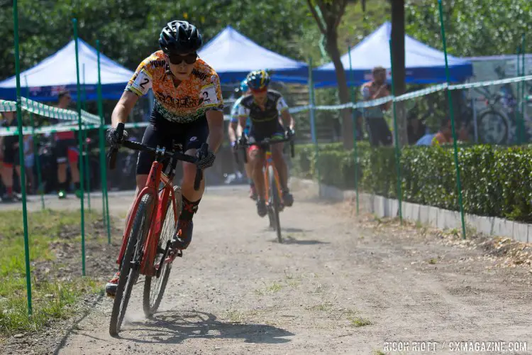 A flat tire set back Kathryn Cumming's chances of joining in on the chase at the Qiansen Trophy 2016 second station.