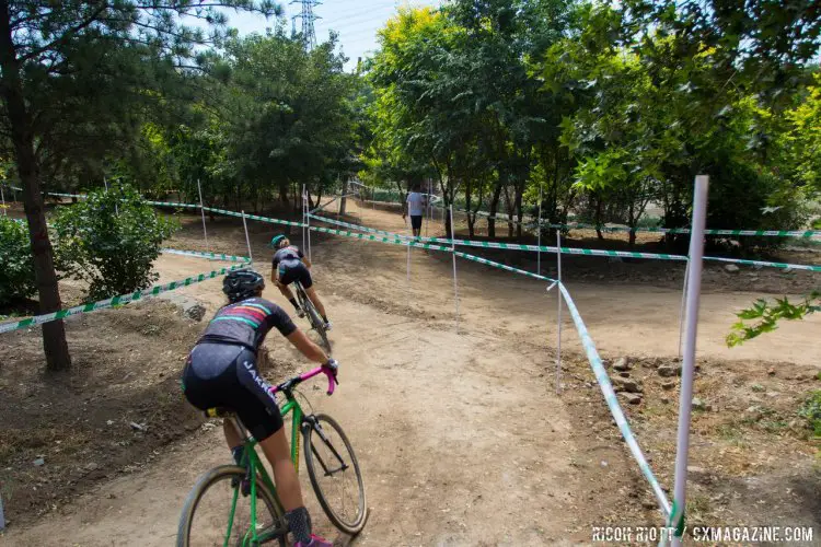 Hard-packed dirt makes for a fast, fun course at the Qiansen Trophy Cyclocross Race #2 in Fengtai Changxindian. © R. Riott / Cyclocross Magazine