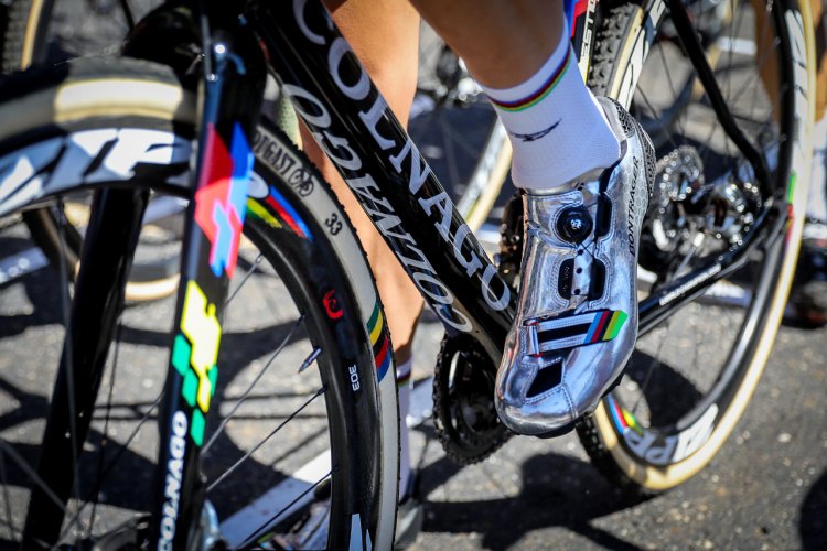 Wout van Aert may be riding a Colnago bike, but his shoes are pure Trek ...